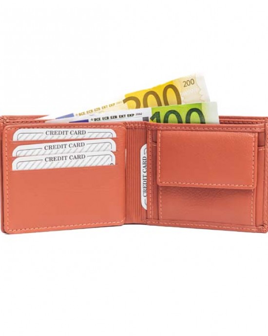 Horizontal Men's Wallet - Lite Red, Blue or Brown - 1007