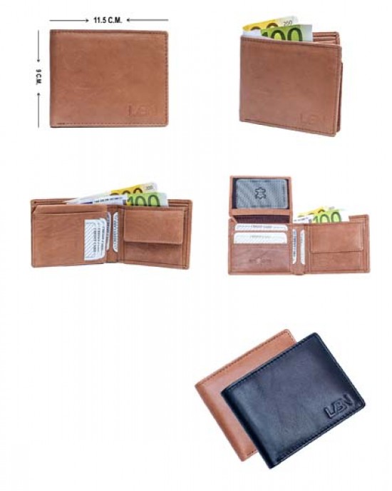 Horizontal Men's Wallet - Black or Tan - 1004