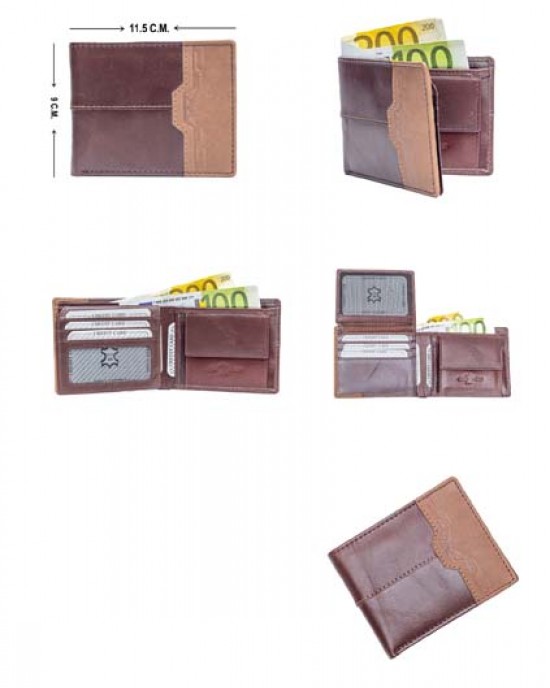 Men's Wallet in Stylish Combinations - Brown & Tan - 1010