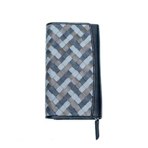 Women's Wallet with Handwoven Design - Black & Grey or Black & Tan - 1101