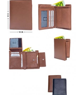 Vertical Men's Wallet - Black or Brown - 1001