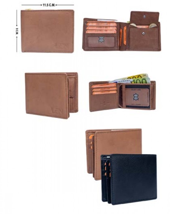 Horizontal Men's Wallet - Black or Brown - 1008