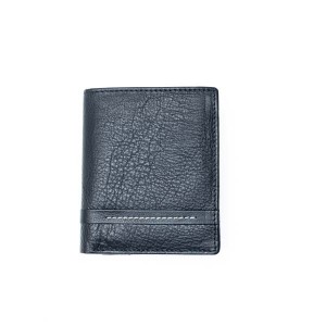 Vertical Men's Wallet- Black with White Thread Work - 1026 | RFID Protection