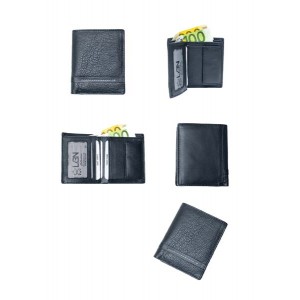 Vertical Men's Wallet- Black with White Thread Work - 1026 | RFID Protection