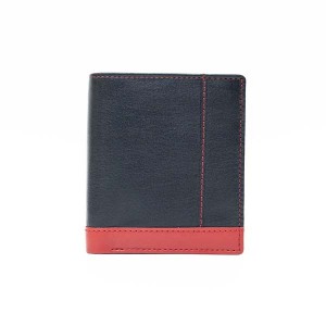 Vertical Men's Wallet - Black with Red Stripe - 1027 | RFID Protection