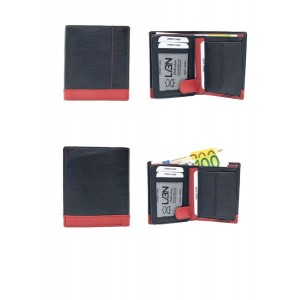 Vertical Men's Wallet - Black with Red Stripe - 1027 | RFID Protection