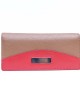 Women's Wallet with Metal Plate - Tan & Red - 1108M | RFID Protection