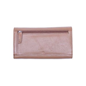 Women's Wallet with Metal Plate - Tan & Red - 1108M | RFID Protection