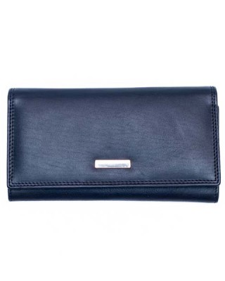 Women's Wallet with Metal Plate - Black - 1110M | RFID Protection