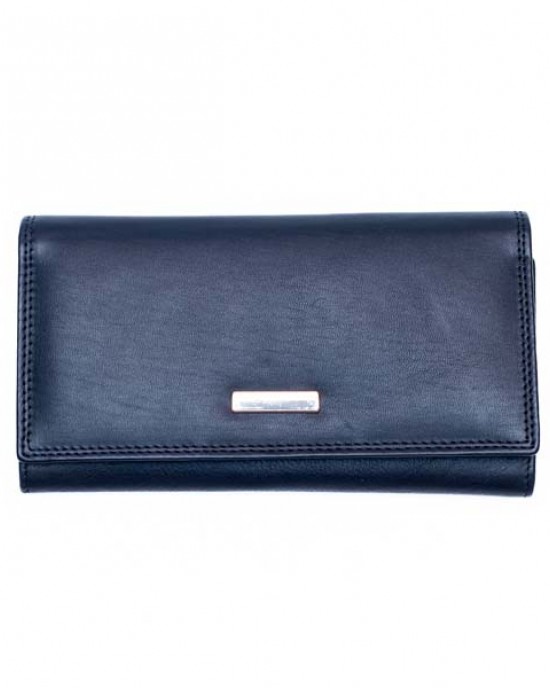 Women's Wallet with Metal Plate - Black - 1110M | RFID Protection