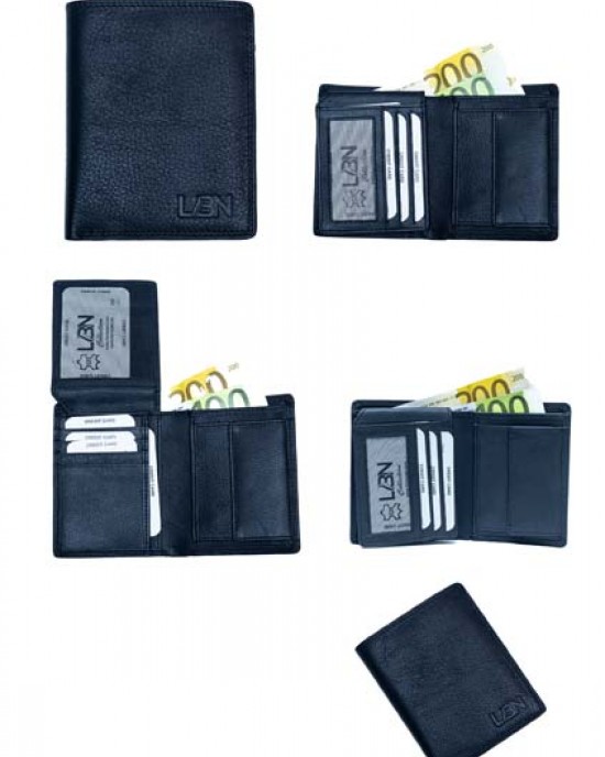 Vertical Men's Wallet  - Black - 1030 | RFID Protection