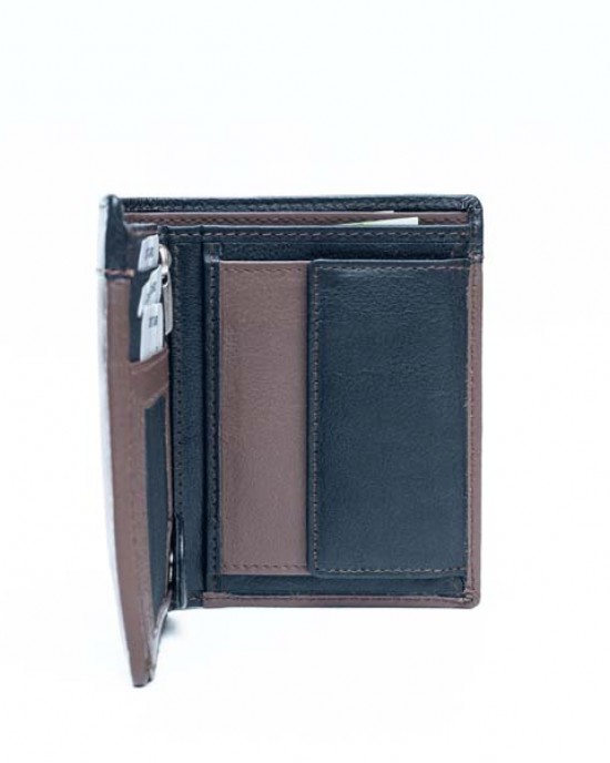 Vertical Men's Wallet - Brown with Black Stripe - 1028 | RFID Protection