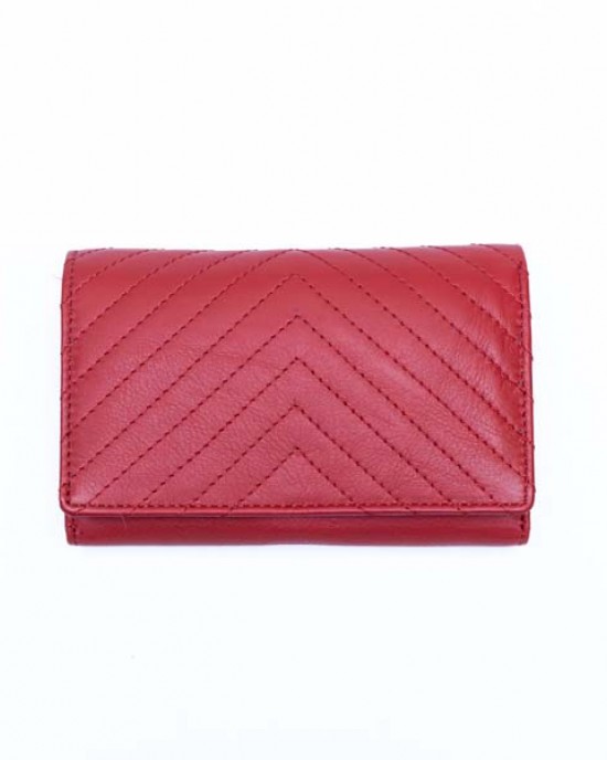 Women's Wallet with Thread Stitched Design - Red - 1111 | RFID Protection