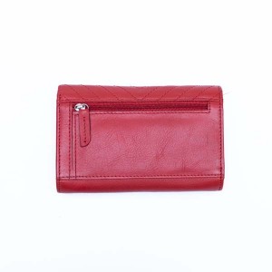 Women's Wallet with Thread Stitched Design - Red - 1111 | RFID Protection