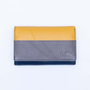 Women's Wallet - Blue with Grey & Yellow - 1107 | RFID Protection