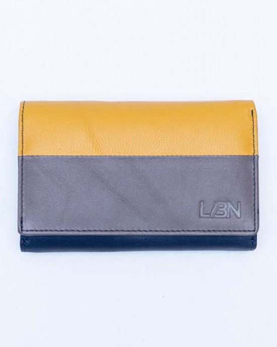 Women's Wallet - Blue with Grey & Yellow - 1107 | RFID Protection