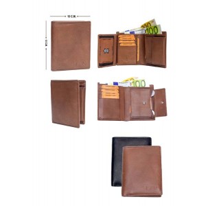 Vertical Men's Wallet - Black or Brown - 1002