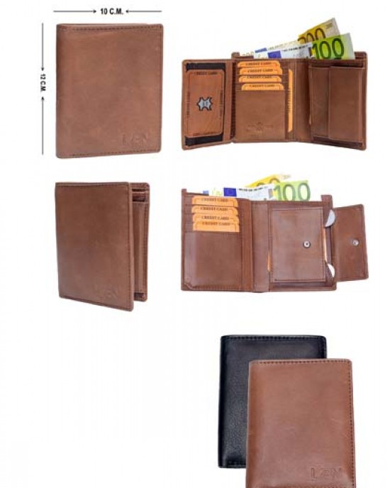 Vertical Men's Wallet - Black or Brown - 1002