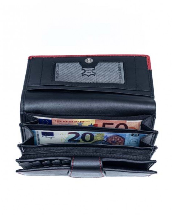 Women's Wallet - Black or Black & Red - 1102