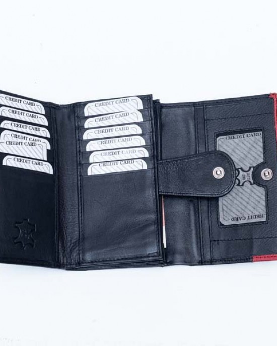 Women's Wallet - Black or Black & Red - 1102