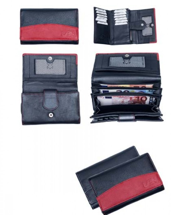 Women's Wallet - Black or Black & Red - 1102