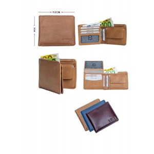 Horizontal Men's Wallet - Wine, Tan or Garter Blue  - 1006