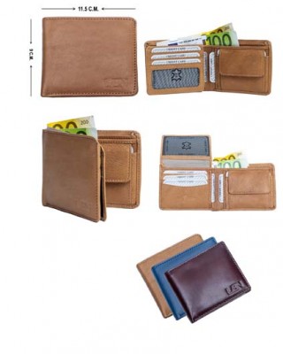 Horizontal Men's Wallet - Wine, Tan or Garter Blue  - 1006