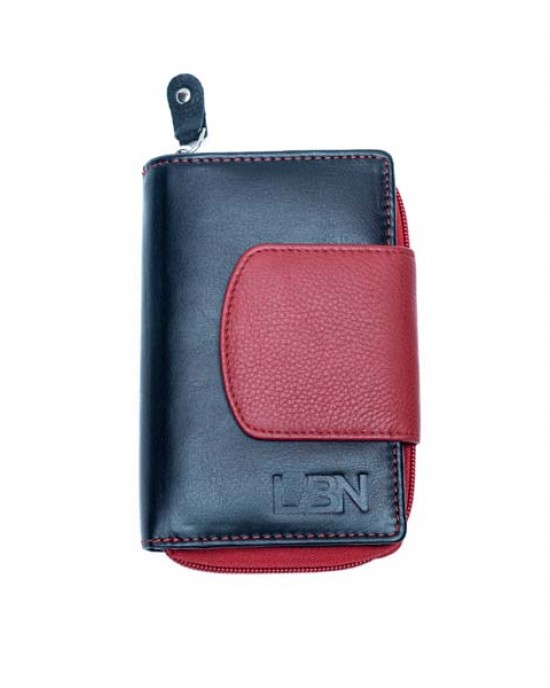 Women's Wallet with Flap - Black & Red - 1105