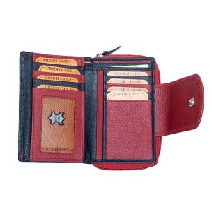 Women's Wallet with Flap - Black & Red - 1105